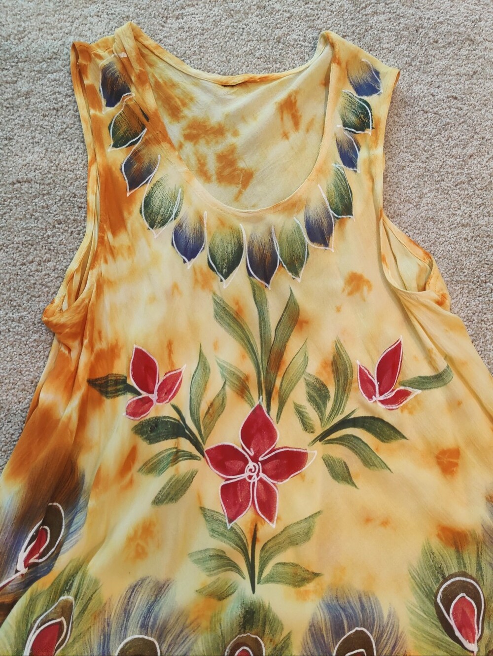 Stunning Boho Style Floral & Peacock Umbrella Sundress - Picture 3 of 5